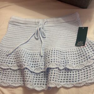 wild fable Baby Blue Crochet Ruffle Mini Skirt